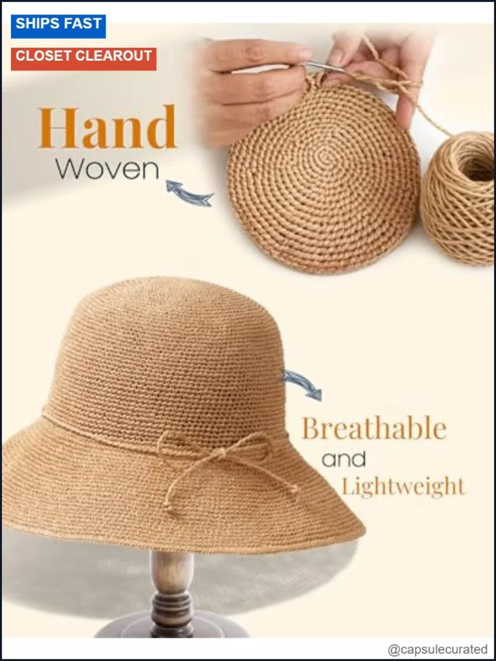 Handmade Paper Straw Floppy Sun Hat Packable Travel Essential with Chin Strap